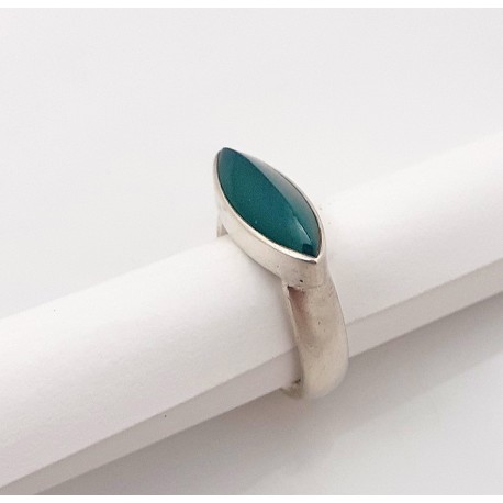 Forte bague argent et chrysoprase T.56