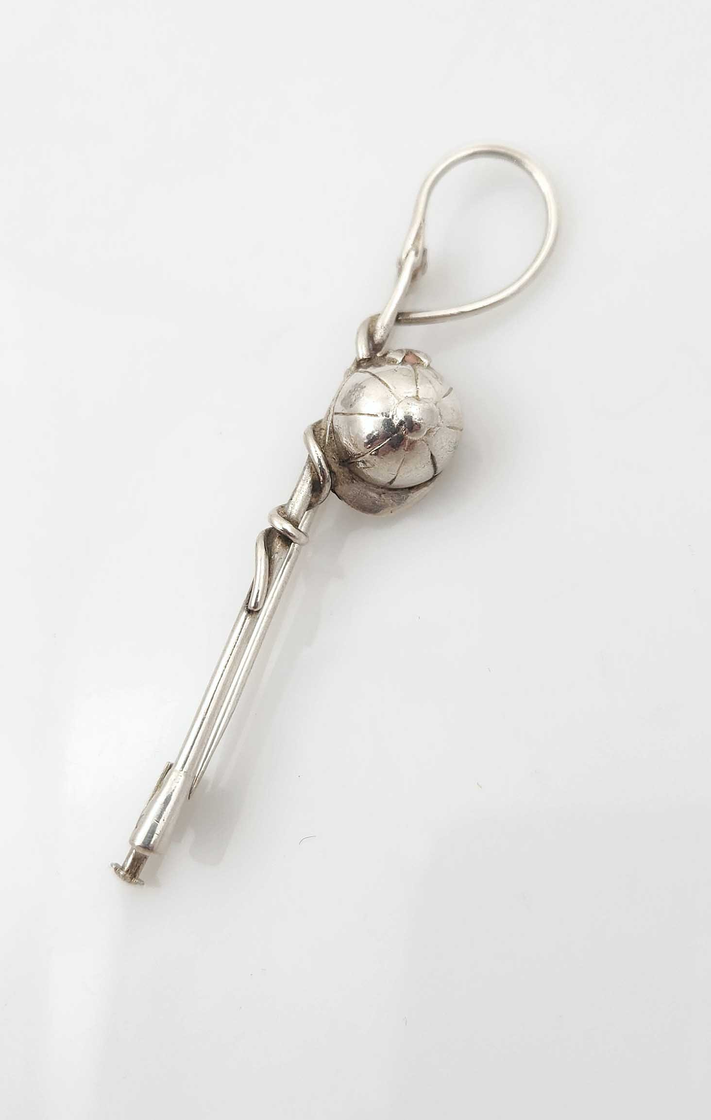 Broche Barrette Pour Revers De Veste Cavalière En Argent - Longueur 7 Cm, Occasion TBE