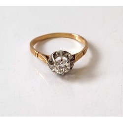 Bague ancienne 2 ors diamant 0,40 ct T.54