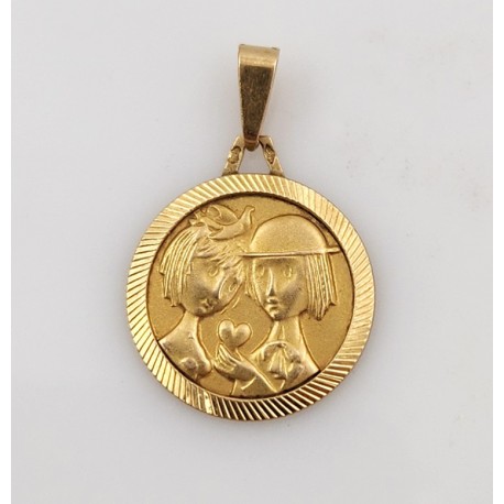 Médaille Amoureux de Peynet en or Ø 16 mm