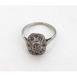 Bague Art Nouveau or gris et diamants
