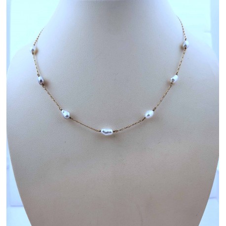 Collier or et perles baroques