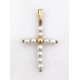 Petite croix en perles de culture et or 18 cts