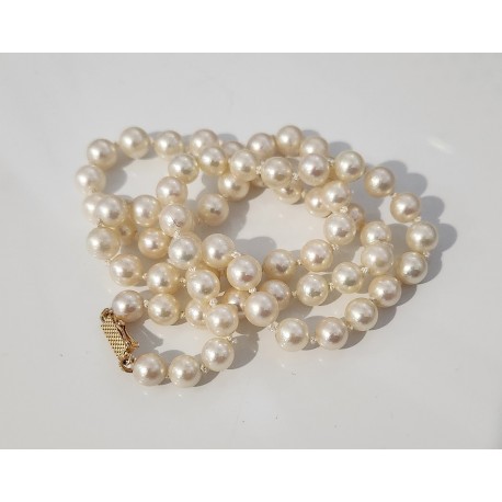 Collier choker de perles de culture, fermoir or