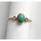 Bague ancienne en or 18 carats, turquoise et roses de diamant T.53
