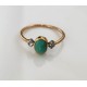 Bague ancienne en or 18 carats, turquoise et roses de diamant T.53