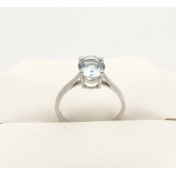 Bague récente or blanc aigue-marine T. 54