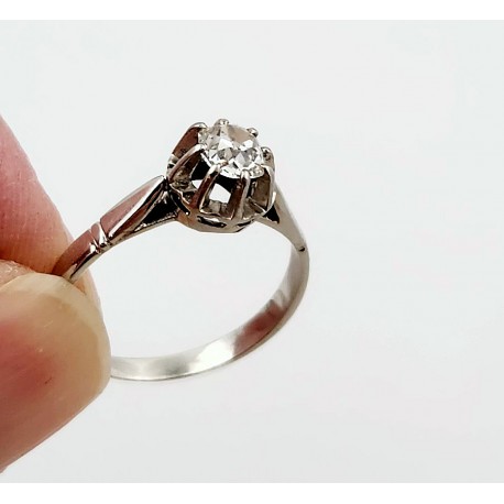 Bague or et platine diamant de taille ancienne  0,35 ct T.51