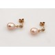 Petites boucles d'oreilles en or, perles rosées et tout petits diamants