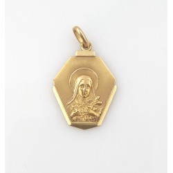 Médaille Art Déco en or Sainte Thérèse de l'Enfant Jésus