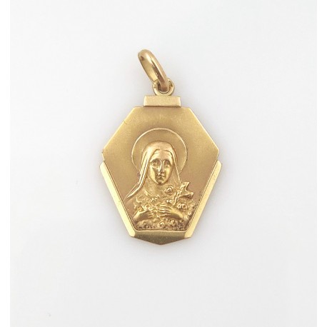 Médaille Art Déco en or Sainte Thérèse de l'Enfant Jésus
